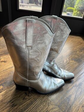 Metallic Silver Girls or Women’s Cowboy Boots
